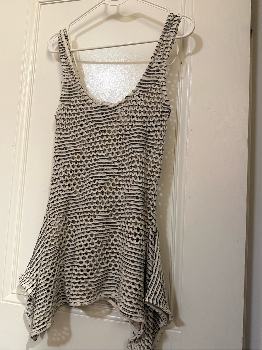 Zara Black and White Textured Mini Dress